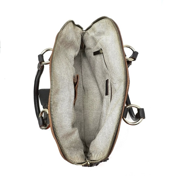 Vintage Dooney & Bourke Medium Domed Satchel Bag Brown Leather Nubuck Zip Top - Picture 9 of 16